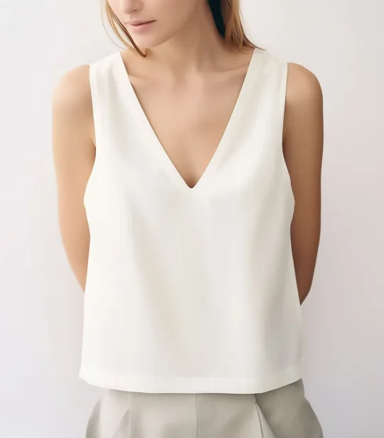 Cream Sleeveless Top